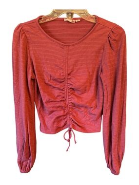 SO Women’s Dusty Rose Ruched Long-Sleeve Crop Top